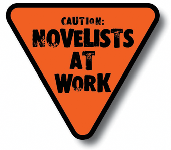 Triangular Orange Sign: Caution: Novelists at Work